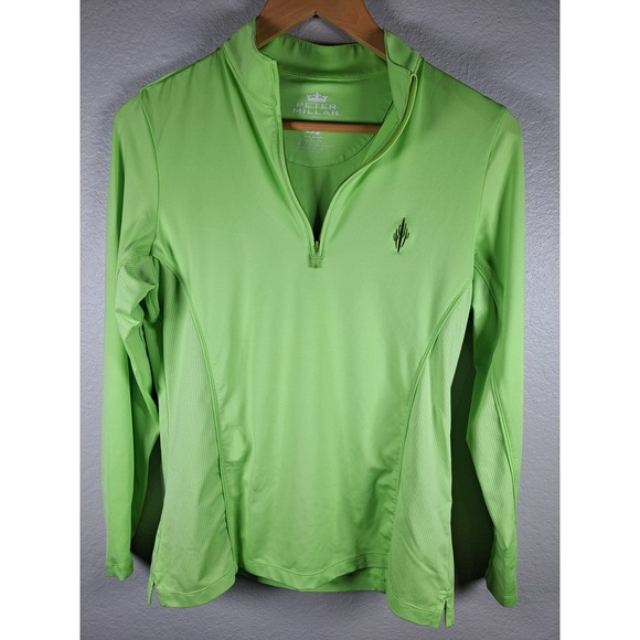Peter Millar Tops - Peter Millar E4 Womens Lime Green 1/4 Zip Cactus Logo Golf Pullover Size M